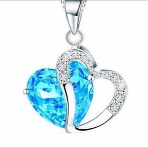 925 Blue Heart Pendant and Chain Necklace